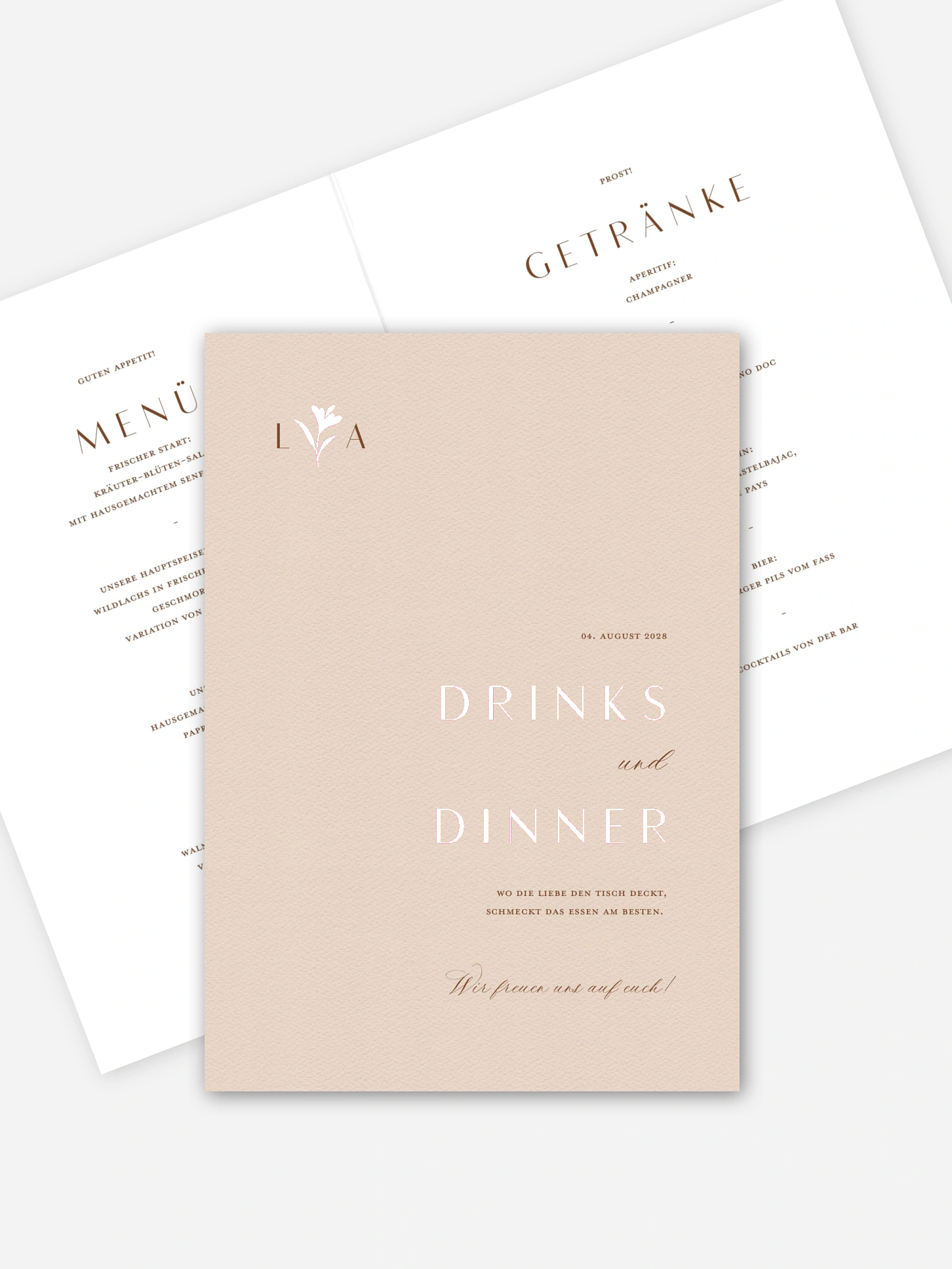 Menükarte Hochzeit Monogram muse
