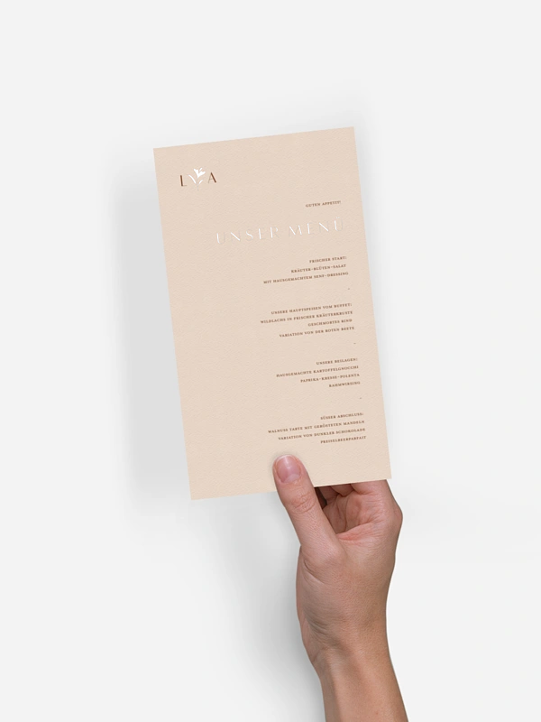 Menükarte Hochzeit Monogram muse
