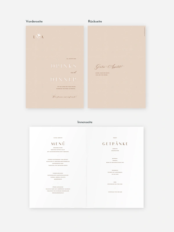 Menükarte Hochzeit Monogram muse