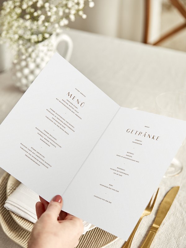 Menükarte Hochzeit Monogram muse