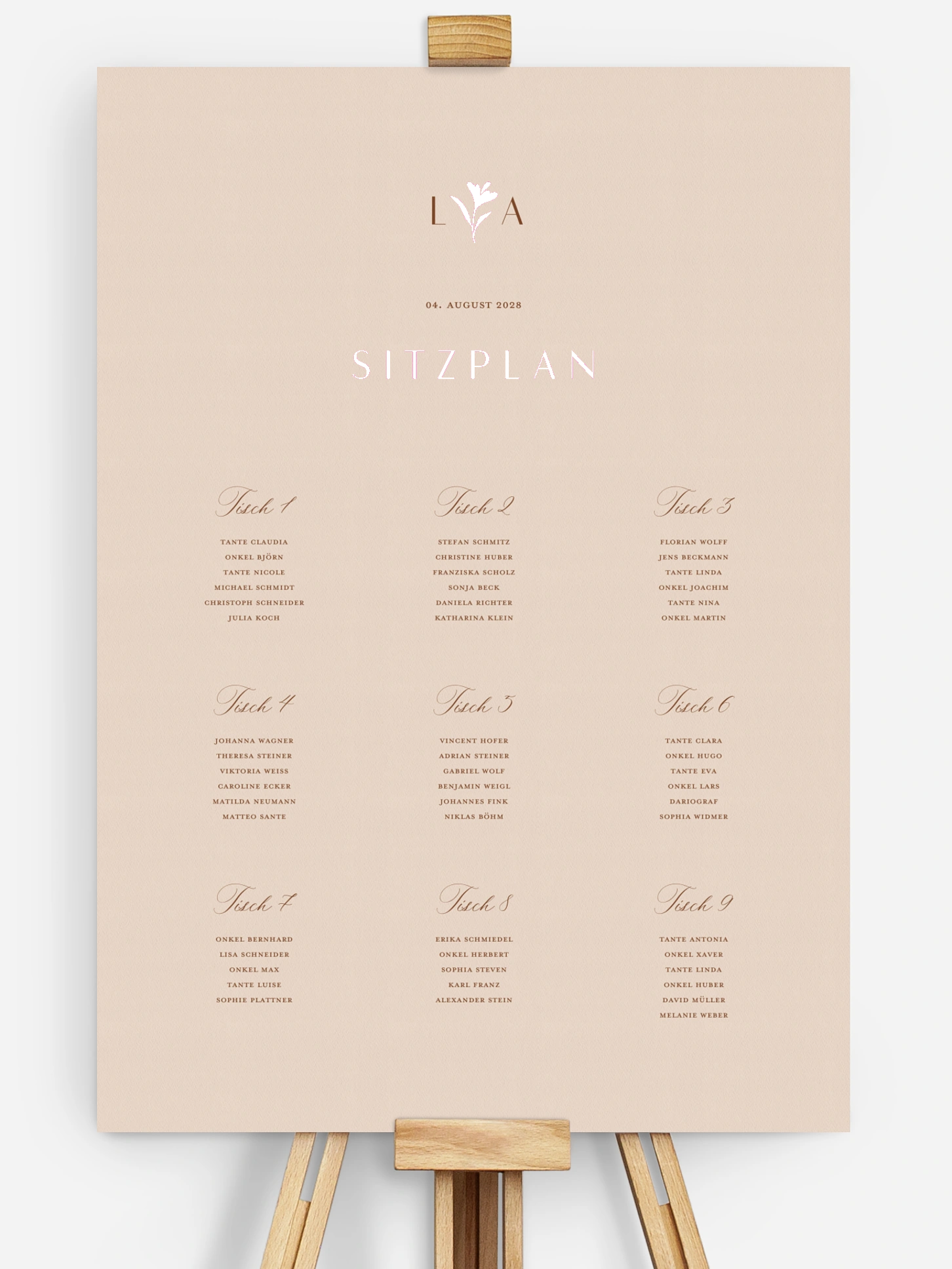 Sitzplan Plakat Monogram muse