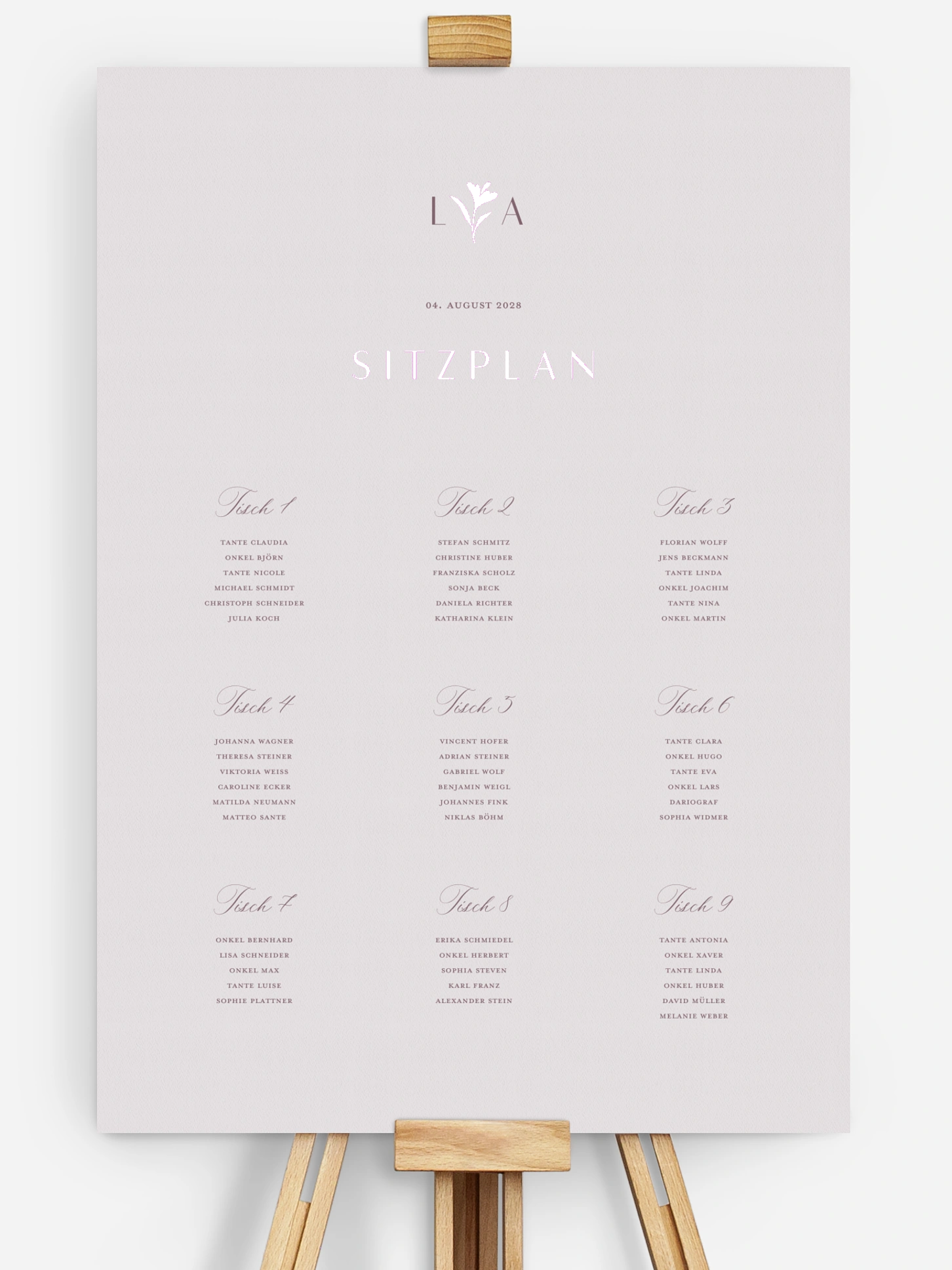 Sitzplan Plakat Monogram muse