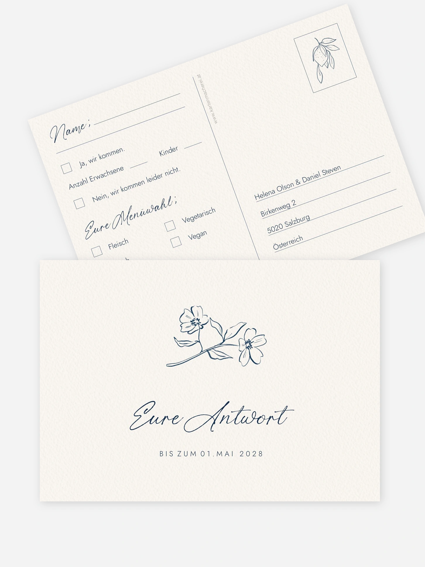 Antwortkarte Hochzeit Mediterran