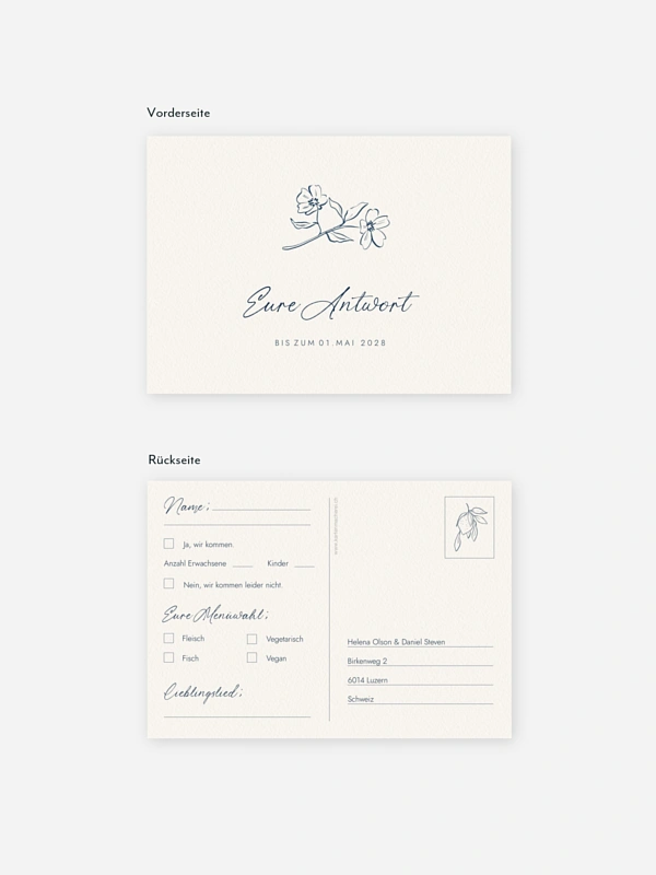 Antwortkarte Hochzeit Mediterran