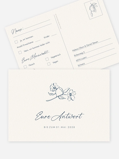 Antwortkarte Hochzeit Mediterran