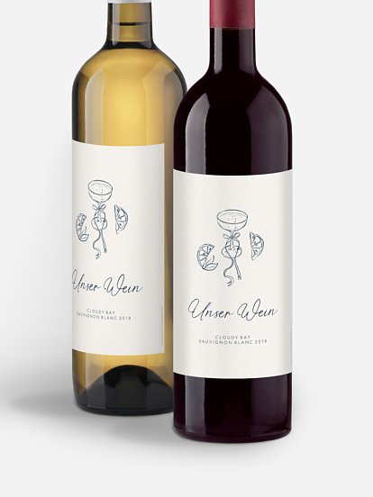 Flaschenetikett Hochzeit Mediterran