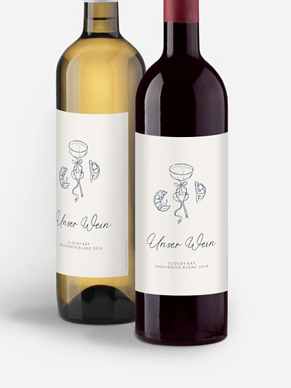 Flaschenetikett Hochzeit Mediterran