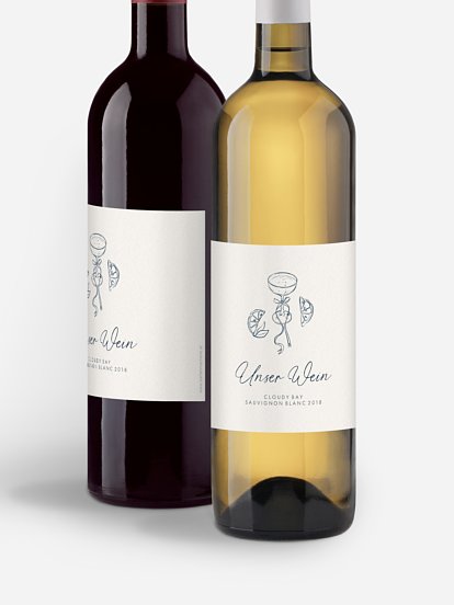 Flaschenetikett Hochzeit Mediterran