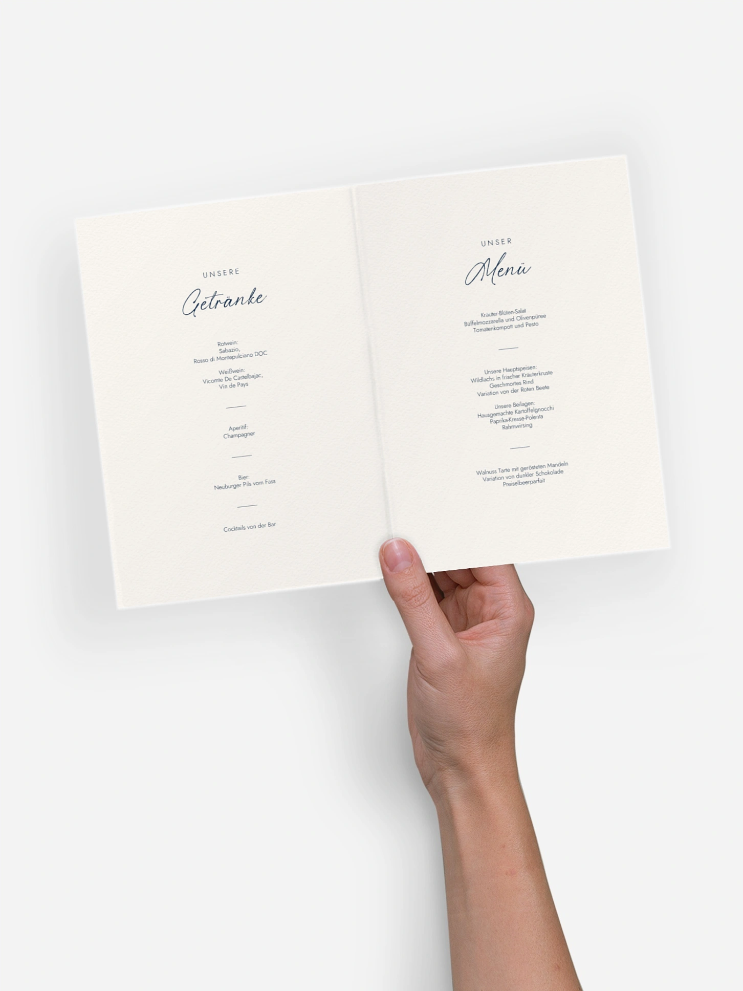 Menükarte Hochzeit Mediterran