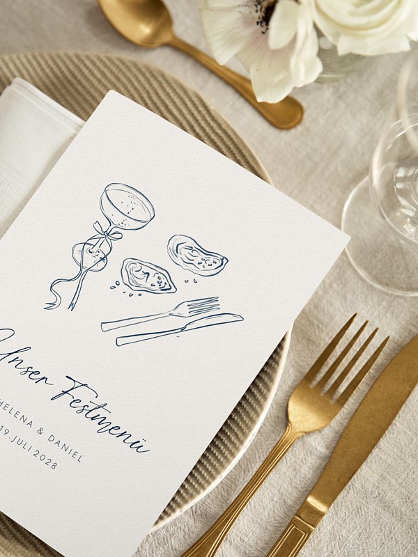 Menükarte Hochzeit Mediterran