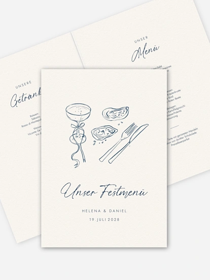 Menükarte Hochzeit Mediterran