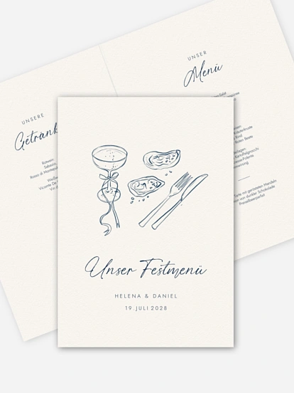 Menükarte Hochzeit Mediterran
