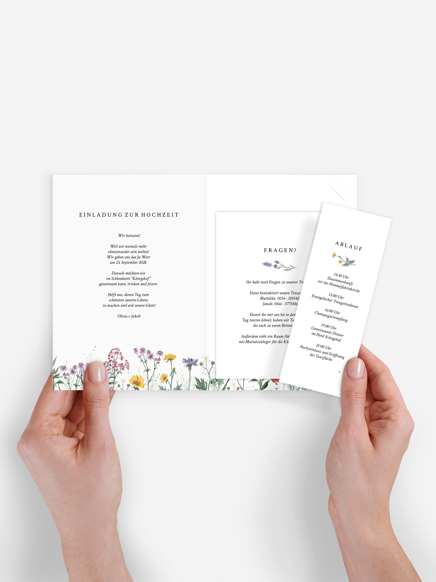 Hochzeitseinladung Wildblumenkranz