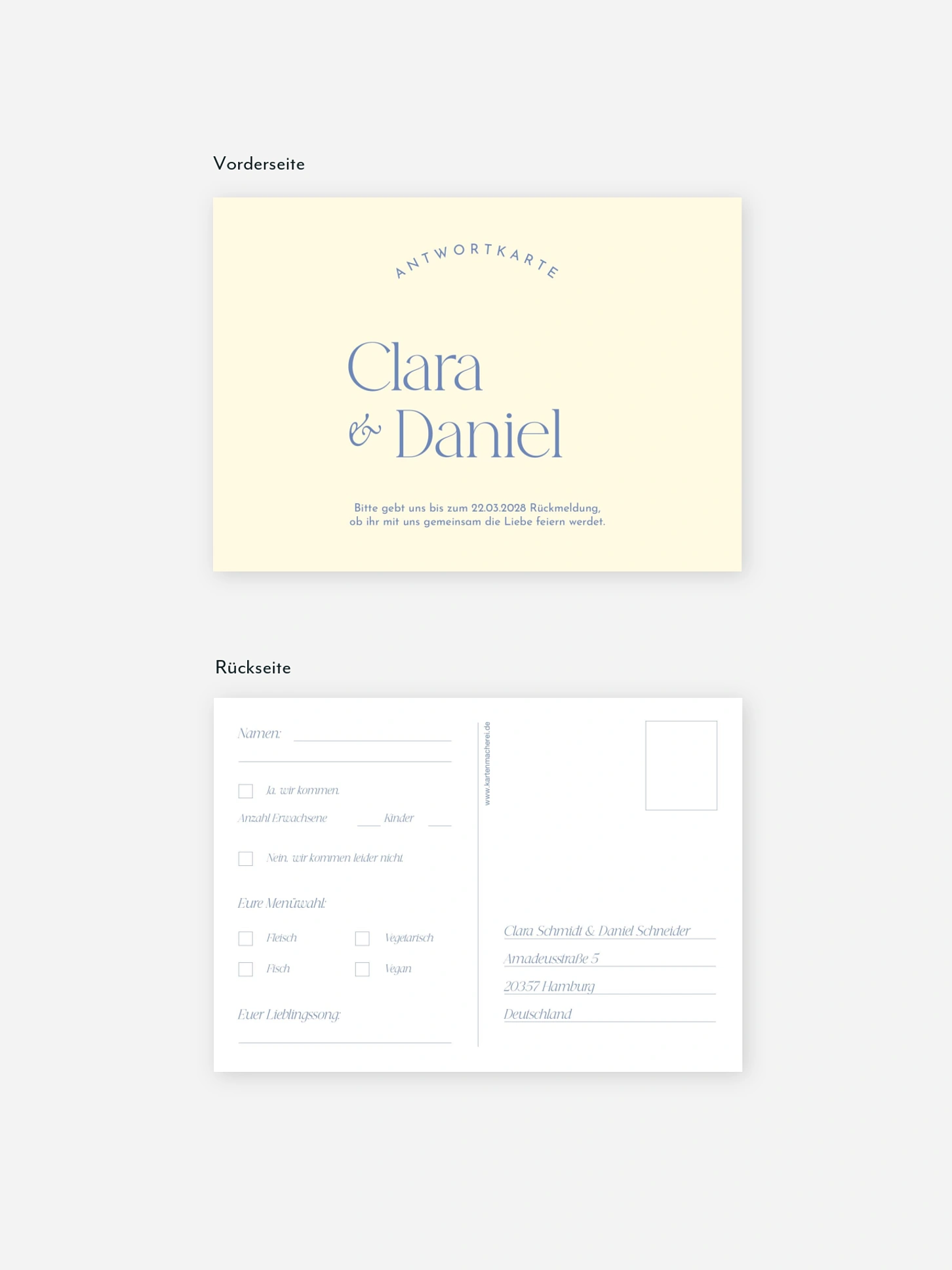 Antwortkarte Hochzeit Shades of joy