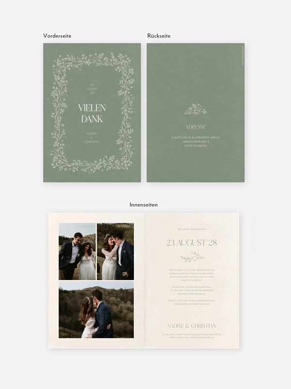 Dankeskarte Hochzeit Blooming Vines