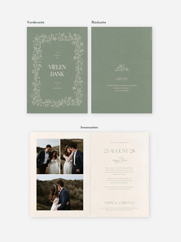 Dankeskarte Hochzeit Blooming Vines