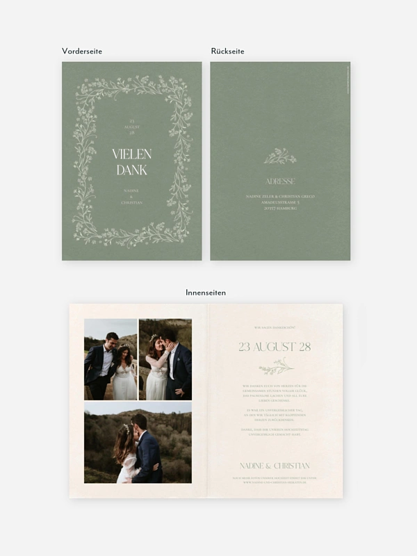 Dankeskarte Hochzeit Blooming Vines