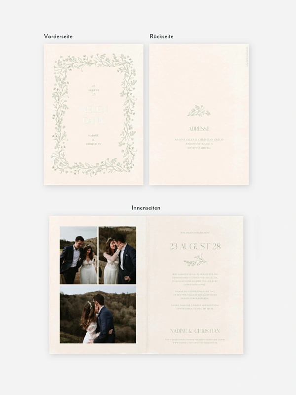 Dankeskarte Hochzeit Blooming Vines