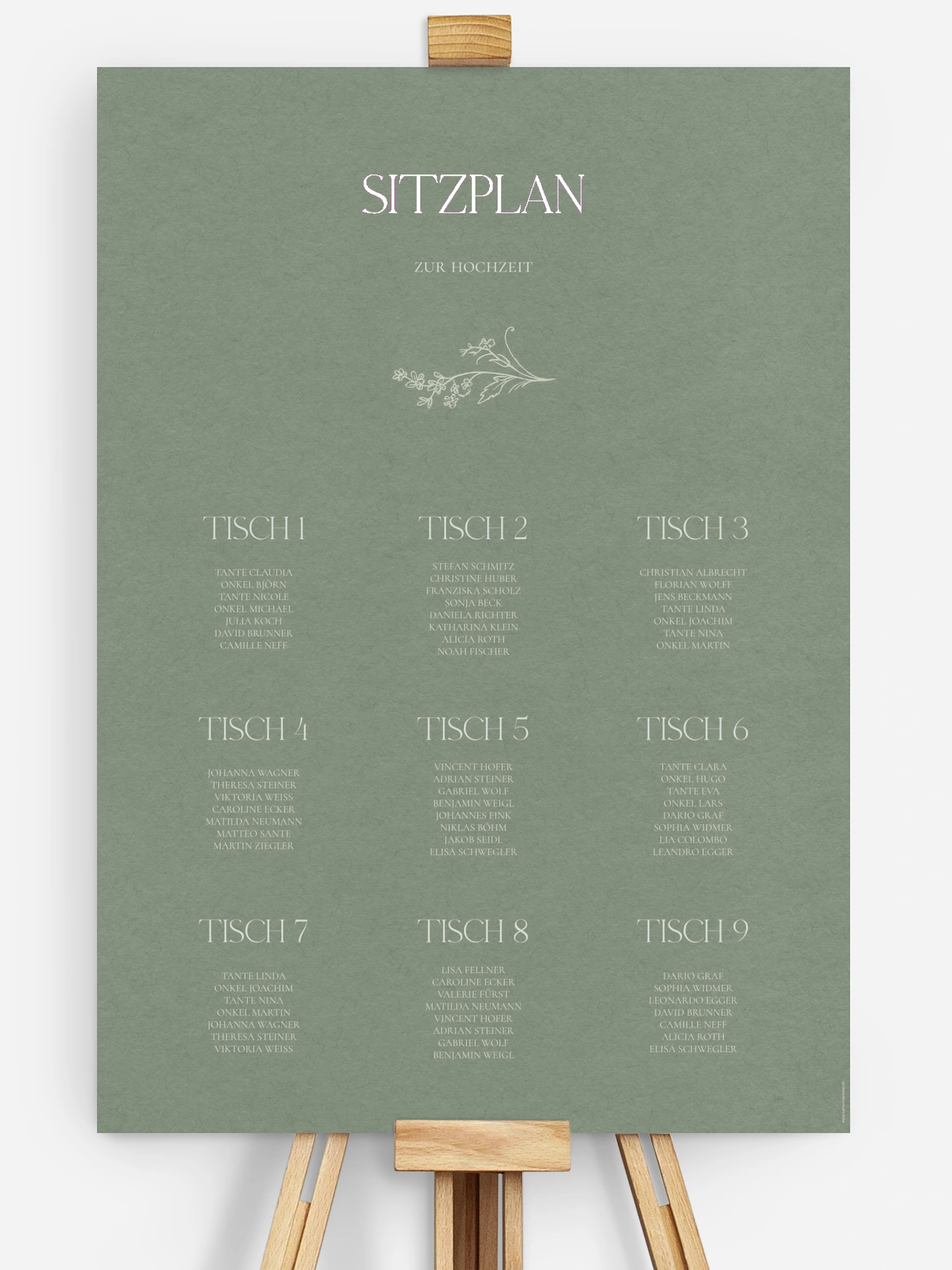 Sitzplan Plakat Blooming Vines