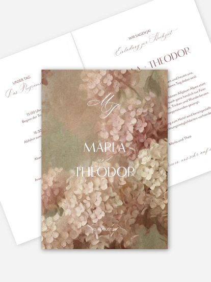 Hochzeitseinladung Hortensienliebe