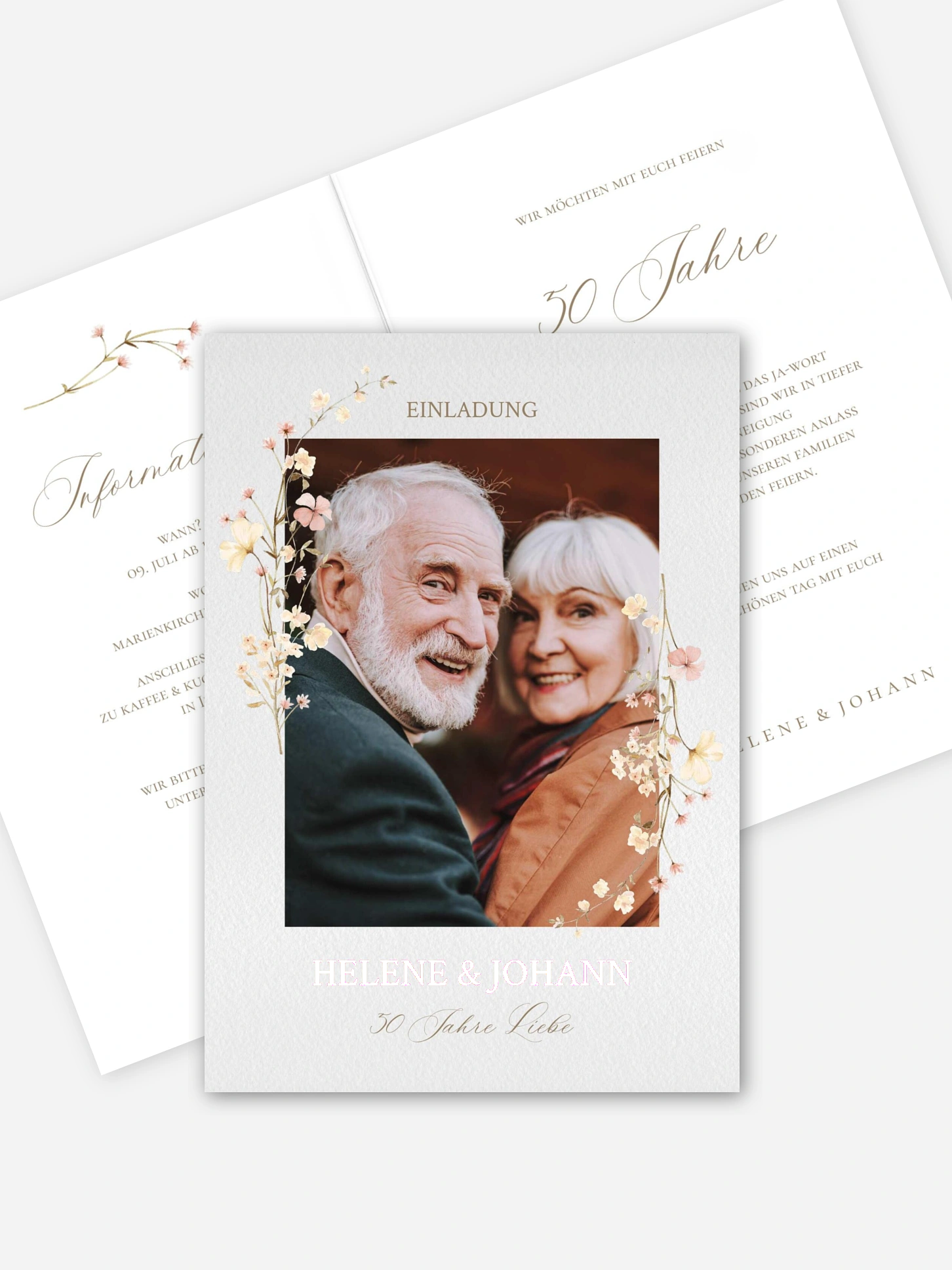 Einladung zur Goldenen Hochzeit Ein Herz und eine Seele