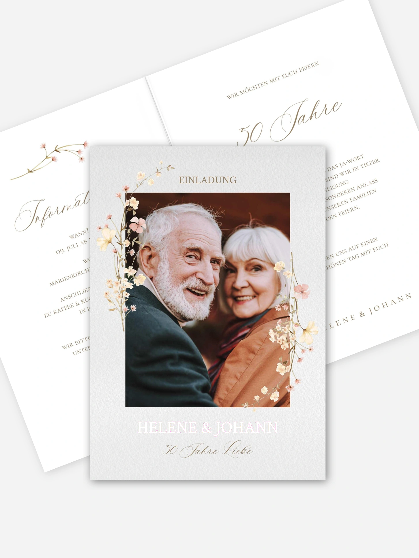 Einladung zur Goldenen Hochzeit Ein Herz und eine Seele