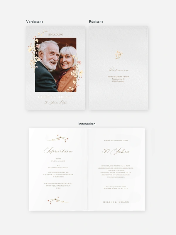 Einladung zur Goldenen Hochzeit Ein Herz und eine Seele