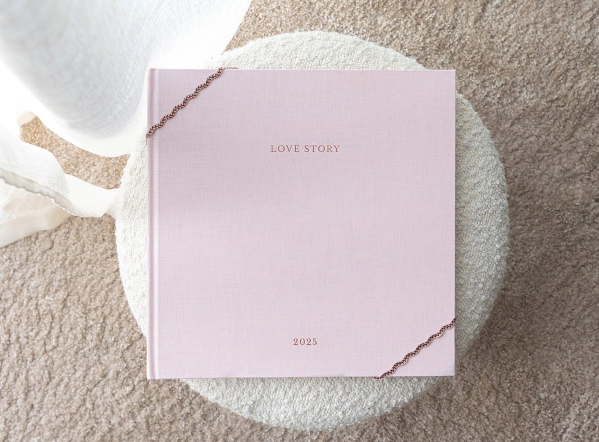 Livre photo tissu titre doré Saint Valentin