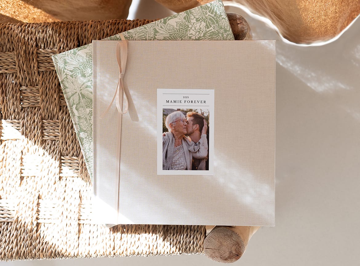 Livre photo tissu couverture photo fête des mères