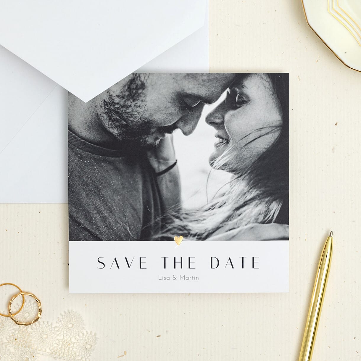 Save the date Cœur d'or (dorure)