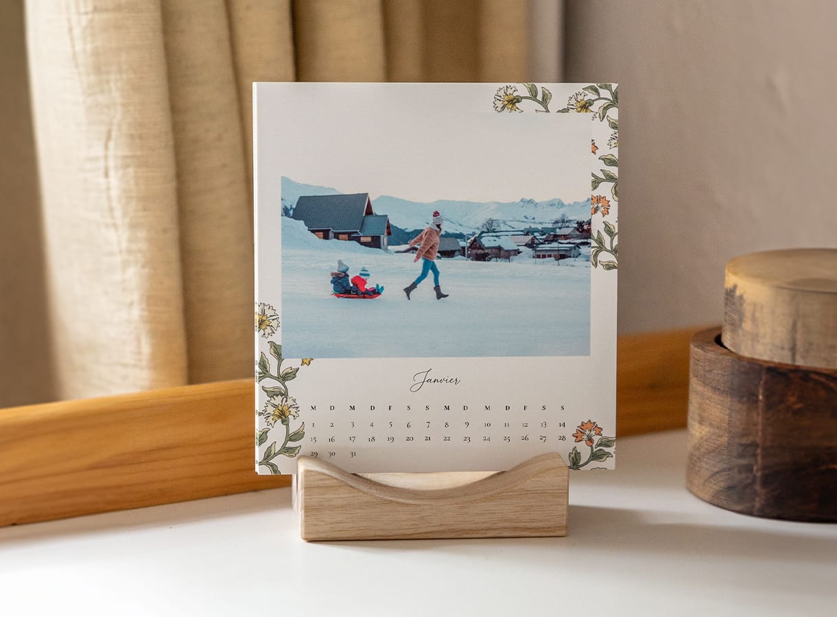 Calendrier photo support bois