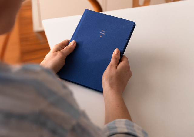 Carnet tissu titre doré