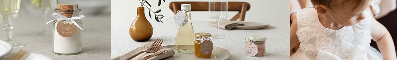 Étiquette avec ruban baptême