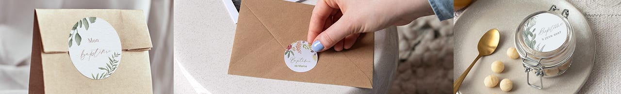 Étiquette autocollante baptême