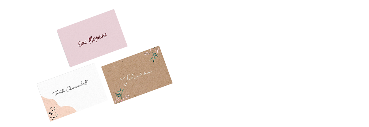 drei Tischkarten in verschiedenen Designs