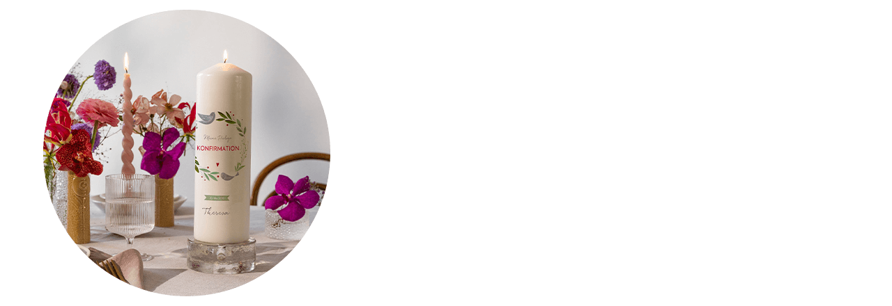 Konfirmationskerze mit Dekoration