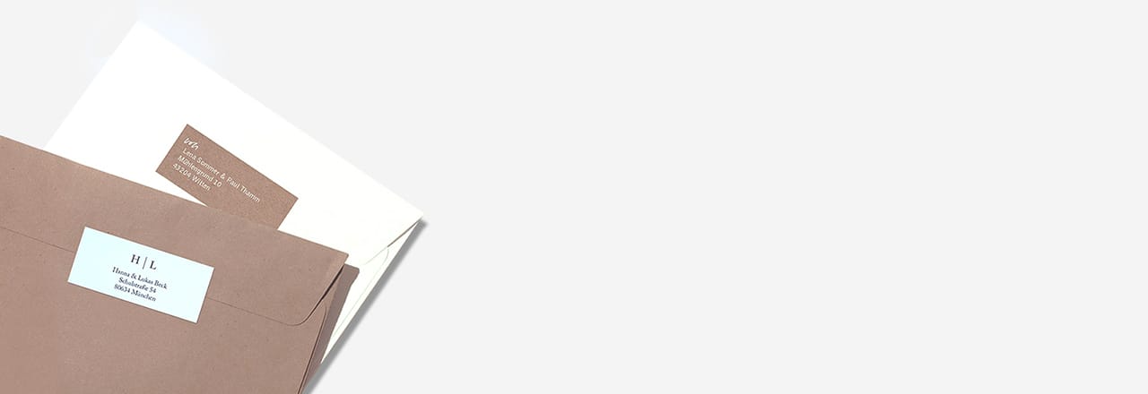 Gestaltung der Adressaufkleber und Briefumschläge