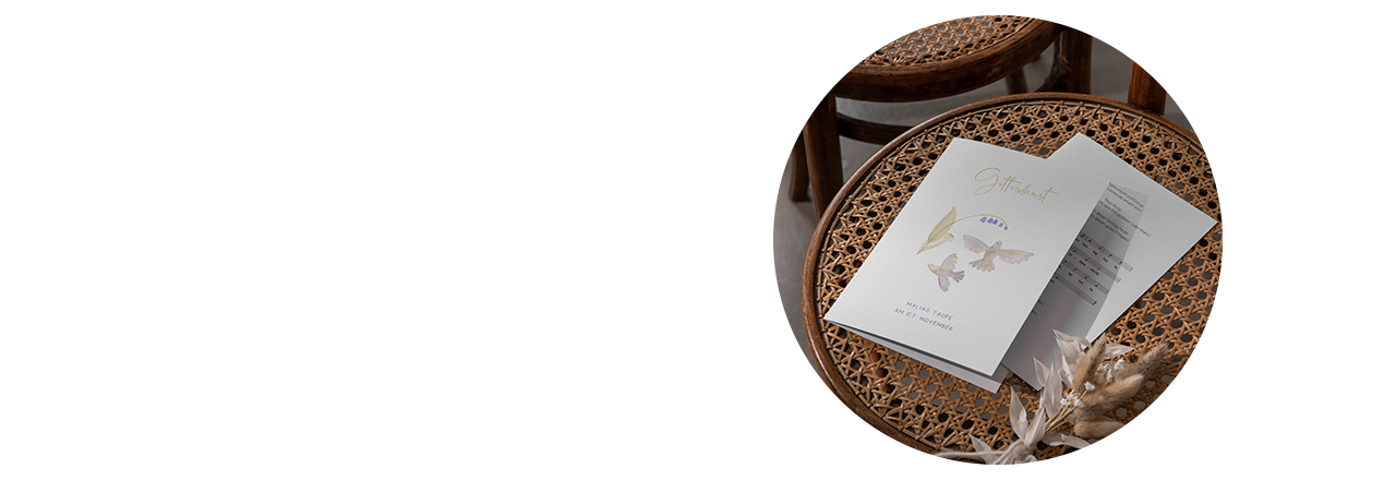 Taufheft Design-Vorlagen mit Liedblatt