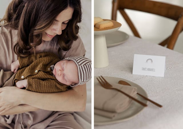 Zigzag Taufe Tischkarten