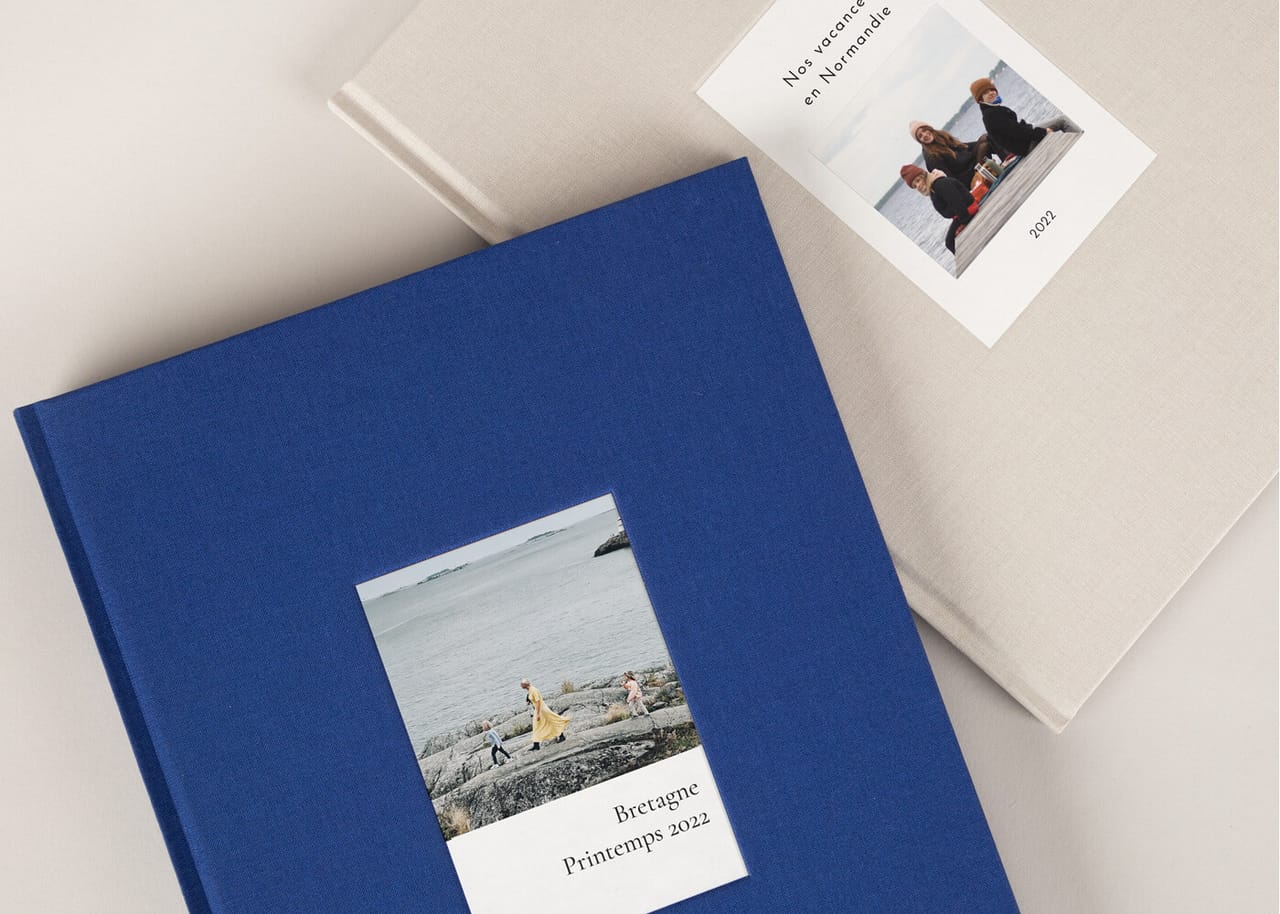 Fabric debossed coffee table photo albums