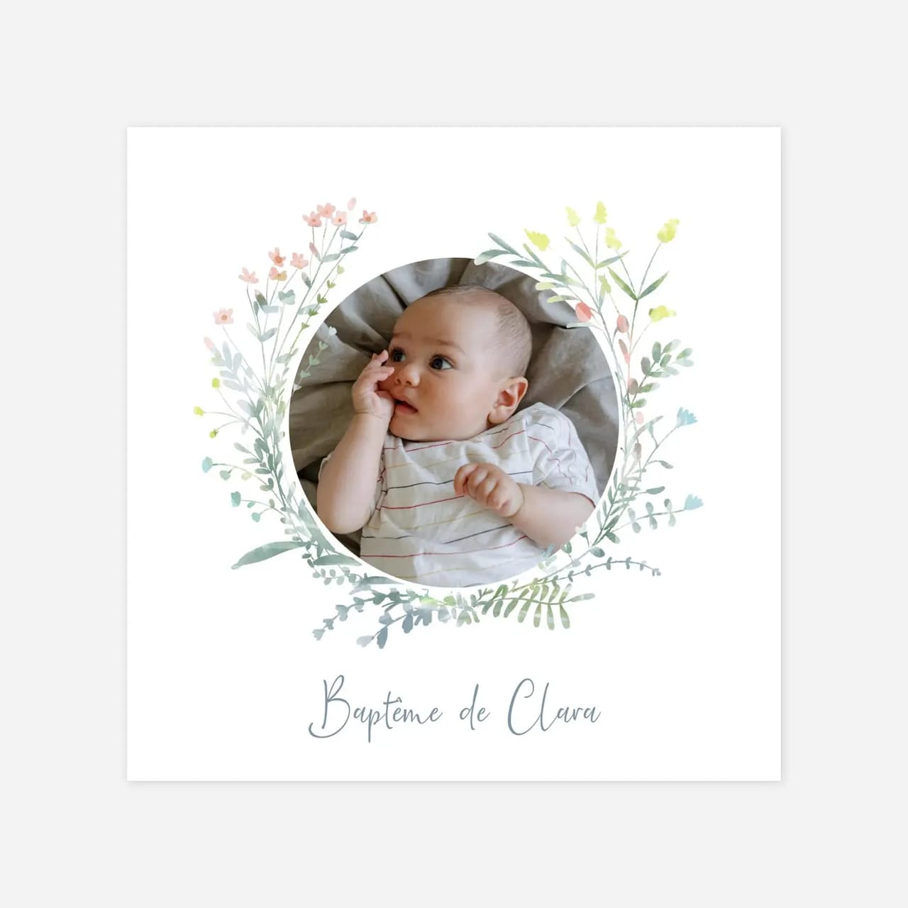 Faire-part de baptême Couronne florale