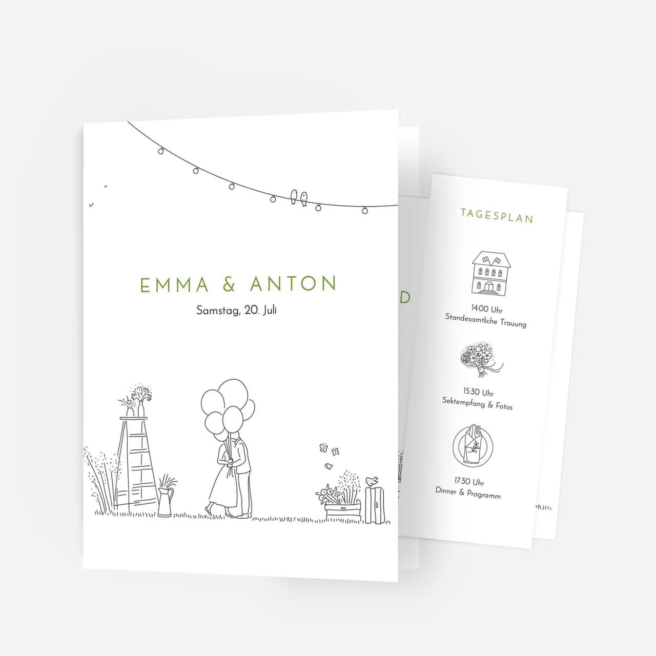 Hochzeitseinladungen Sommerhochzeit Weiß