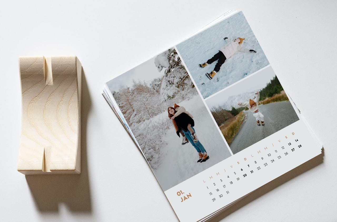 Recharge calendrier photo avec support bois