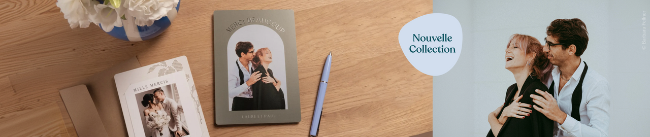 Cartes de remerciement mariage Faireparterie avec photos personnalisées et textes sur-mesure