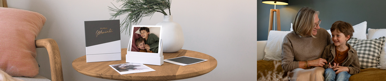 Bilderboxen auf Tisch