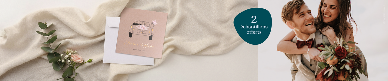 Faire-part mariage romantique - échantillons gratuits