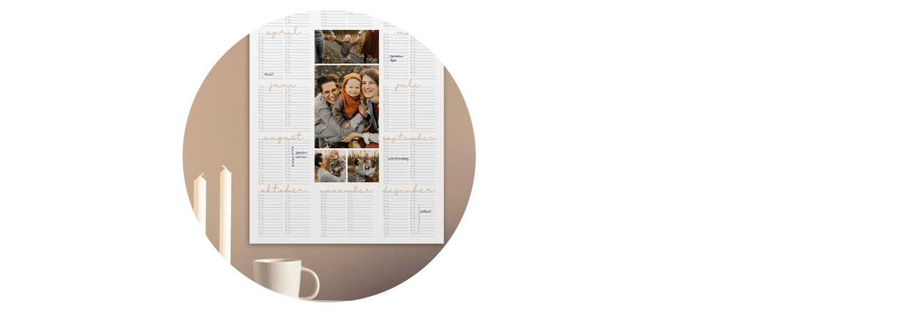 Jahresplaner an der Wand