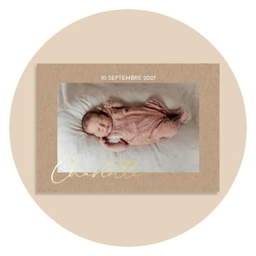 Faire-part naissance fille kraft