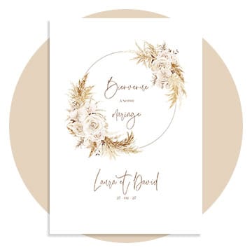 Panneau bienvenue fleurs séchées