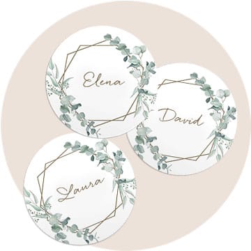 Personalisierter Aufkleber Hochzeit Blumenkranz  Individuelle 🎁  persönliche 🎁 personalisierte Geschenke bedruckt ▫ bestickt ▫ graviert